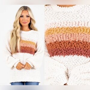 Afternoon in Paris Cream Striped Sweater